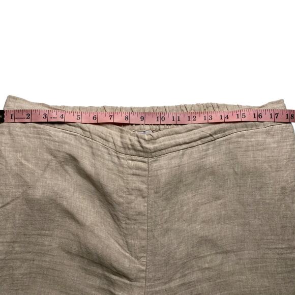 Chico's Linen Resort Pants Sz 2 Beige Pull-On Wide Leg Button Hem Beach Travel - Picture 11 of 11